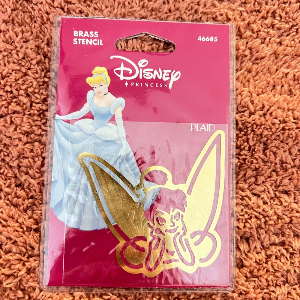 RARE NWT Disney Tinker Bell Plaid Brass Stencil Scrapbooking Embossing Fairy New